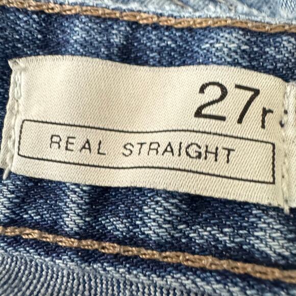 Gap 1969 Real Straight Distressed  Low Rise Medium Washed Jeans Size 27 - Picture 6 of 9